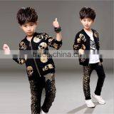 New Fashion Handsome Kids Dance Costume and Print Bright Skull Pattern With Pant Coat Design Sets thumbnail-1