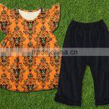 New Design Fox Print Dress Girl Cotton Flutter Top and Baby Icing Ruffle Pants Children Boutique Clothes Sets thumbnail-2