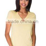 Next Level Apparel Women's Sueded S/S V-Neck Tee - Made From 60% Combed Ring-spun Cotton and 40% Polyester Jersey. thumbnail-1