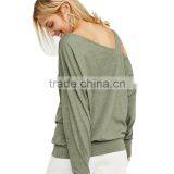 2017 OEM Women Daliy Clothing Comfy One Cold Shoulder Loose Blouse thumbnail-3