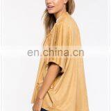 OEM High Quality Oversized Half Sleeves Fringe Faux Suede Jacket thumbnail-3