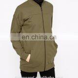 China Custom Bomber Jacket Long Line Cut Cotton Jersey Women Long Bomber Jacket thumbnail-4