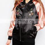 New design Women's Bomer Jacket Baseball Jacket flight Jacket with Folwer Embroidery