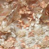 China Manufacture African Handcut Orange Tulle Embroidered Lace Fabric for Wedding Dress thumbnail-2