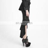 Q-276 Punk Rave Black Military Uniform High-low Fishtail Skirt thumbnail-3