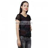 Stylish Black Transparent Net Top for Girls thumbnail-4