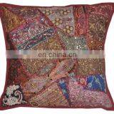 Indian Handmade Cushion Cover Embroidery Patchwork Decor Pillow Beaded Covers 16 Embroidered Ethnic Decorative Vintage Cases Art thumbnail-5