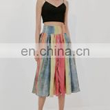 TWOTWINSTYLE Skirt For Women High Waist Hit Color Designer Loose A Line Midi Female Patchwork