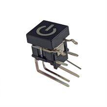 SPST Red LED 90 Deg Metallic Silver Round Cap Illuminated Tact Switch thumbnail-2