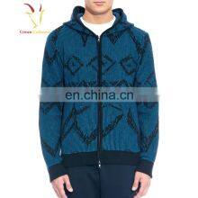 Plain Men Zipper Hoodie Intarsia Cashmere Cardigan thumbnail-1