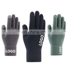 Touch screen gloves In autumn and winter warmth  thickening and enlarged men's and women's knitted gloves
