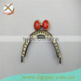 DIY LOVE Flower Print Decoration Antique Brass Sewing Metal Purse Frames Red Kiss Clasp