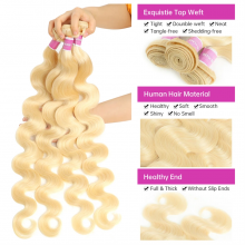 Blonde Body Wave Bundle 100% Human Hair Virgin Hair Can be Colored thumbnail-2