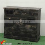 Many Drawers Storage Wooden Antique Black Cabinet