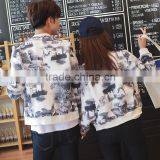 OEM Brand Young Men and Women Jackets Couples Outfits Clothing Print Zipper Cardigan Coat Baseball Outfitting thumbnail-3