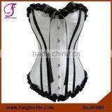 401002 Woman Satin Overbust Steel Boned White Orchard Corset
