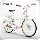 26" cute lady city bike aluminum frame electric bicycle with lithium battery BS2604