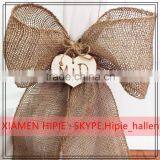 New Arrival Woven Natural Rustic Jute Burlap Chair Sashes Bows Vintage Wedding Decoration thumbnail-3
