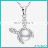 Fashion Cute Rabbit Pearl Pendant Designs With CZ, Custom Jewelry Wholesale Semi Mounting Pearl Pendant 925 Sterling Silver