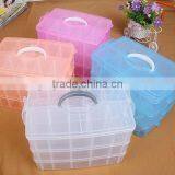 25*18.7*17cm Three Layers 30 Compartments Jewelry Adjustable Plastic Storage Box Jewelry Earring Bin Case Container