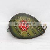 Handmade Leather Large Ladybug on Leaf Coin Purse thumbnail-1