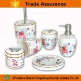 Butterfly With Rose Design of 7pcs Ceramic Bathroom Accessory Set