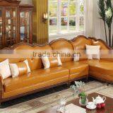 American Modern Concise Genuine Leather Corner Sofa Set thumbnail-1