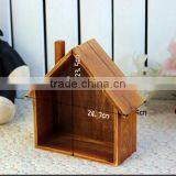 Home Decoration Retro Small Wood House Wooden Storage Box Flower Pots Racks on Wall thumbnail-2