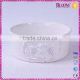 White Glazed Round Ceramic Pet Food Bowl thumbnail-2