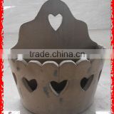Heart-shaped semicircle wooden flower pot