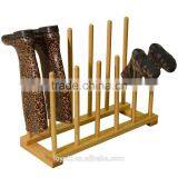 Wooden Wellington Boots Wellies Rack Storage Holder Stand Hold 6Pairs Beech Wood Rain Boot Rack thumbnail-1