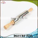 NBRSC Professional Non-Stick Roller Metal Silicone Rolling Pin Dough Roller Wooden Handles thumbnail-5