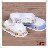 Wholesale Round Pet Double Bowl Plastic Bowl for Dog and Cat Eating thumbnail-1