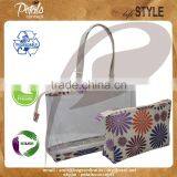 Customize Flora Print See Through Pvc Jute Tote Bag With Pouch thumbnail-4