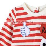 Soft Cotton Stripes Baby T-shirt Dress With Badge Appliques Kids Frocks Designs Dress Gril Dresses HSD5474 thumbnail-3
