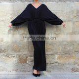 2017 Spring Summer Black Elegant Long Sleeve Maxi Evening Dress For Fat Women Casual Caftan HSD5976 thumbnail-3
