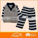 V Neck Unisex Yarn Dyed Baby Jumpsuit Set Baby Homewear thumbnail-1