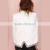 HAODUOYI Women New Unique Design White Cloak Style White Tie Front Color Block Cape thumbnail-2