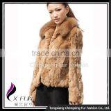 CX-G-A-70 Rex Rabbit Fur With Fox Fur Collar Women Coat Wear thumbnail-4