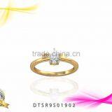 Beautiful Pear Cut Cubic Zircon Studded Gold Plated Ring thumbnail-1