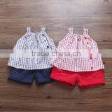 Kids New Outfit Summer Baby Plaid Shirt Cotton Summer Baby Thin Section Shorts Two Pieces Set thumbnail-2