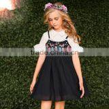S60722B Childs Girls Dress Fake Two Pieces Embroidery Flower Print Summer Dress thumbnail-1