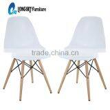 LS-4001 White ABS Charles Plastic Chair With Solid Wood Legs in Dining Room thumbnail-2