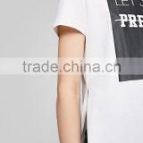 Women's English Pattern High Quality Cotton Long Printing Casual t Shirt With High Split Sides thumbnail-2