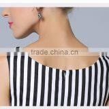 OEM Fashion Latest Women Dresses , Summer Casual New Fashion Ladies Wholesale Striped Dress thumbnail-6