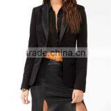 Women's Longline Satin Lapel Blazer thumbnail-1
