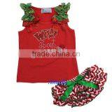Xmas Baby Red Chevron Bloomers Rhinestone Wild About Santa Tank Top Outfit 3-12M thumbnail-1