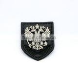 PU Leather Patch With Metal Alloy Logo Light Pewter Color Fashion Labels for Jeans/jacket PLB-011 thumbnail-3