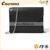 CR Passed European Test Useful Shoulder Bag With Long Chain PU Flap Handbag Black Leather Wallet Manufacturer