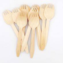 Biodegradable Birch Wood Cutlery Disposable Wooden Spork Compostable Wooden Spork, for Party Supplies, Camping, BBQ, Salad, Ice Cream, Disposable Wood Party Tableware thumbnail-2